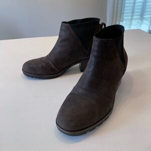Sorel‎ Women's Braun Leather Cate Block Heel Ankle Casual Chelsea Booties Size 9